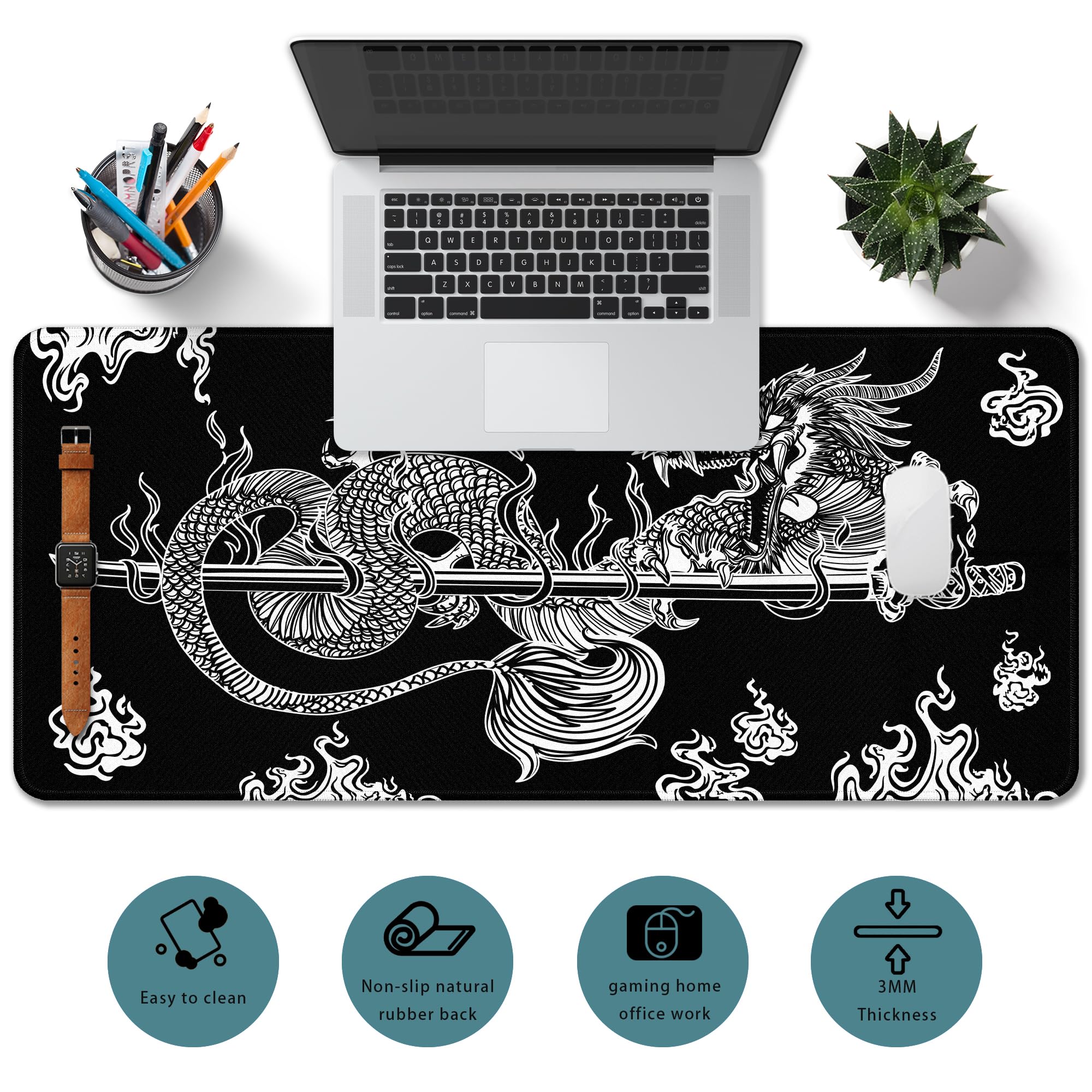 Amazon.com : Japanese Dragon Large Gaming Mouse Pad for Desk